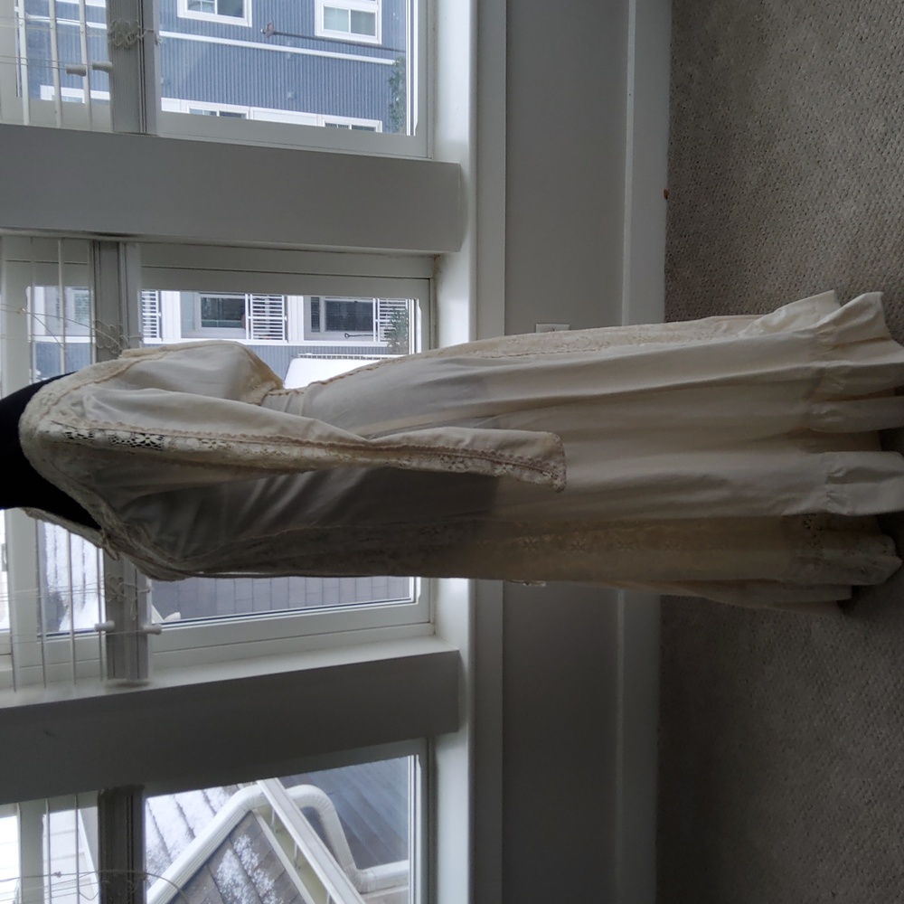 Gunne Sax / Black Label 60s Cream Cotton & Lace Boho Maxi Dress - Picture 13 of 16